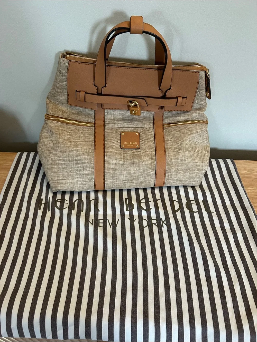 Vintage Henri Bendel Large Jetsetter Convertible 3-Way Backpack Canvas & Leather